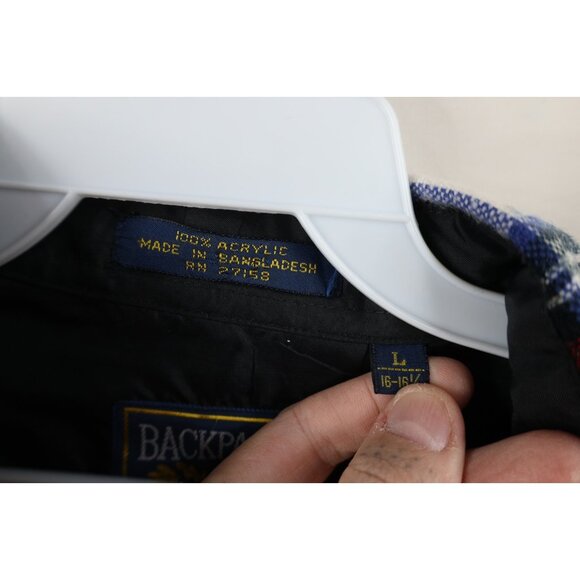 Vintage 80s 90s Streetwear Mens Large Double Pocket Knit Collared Button Shirt - Picture 9 of 14